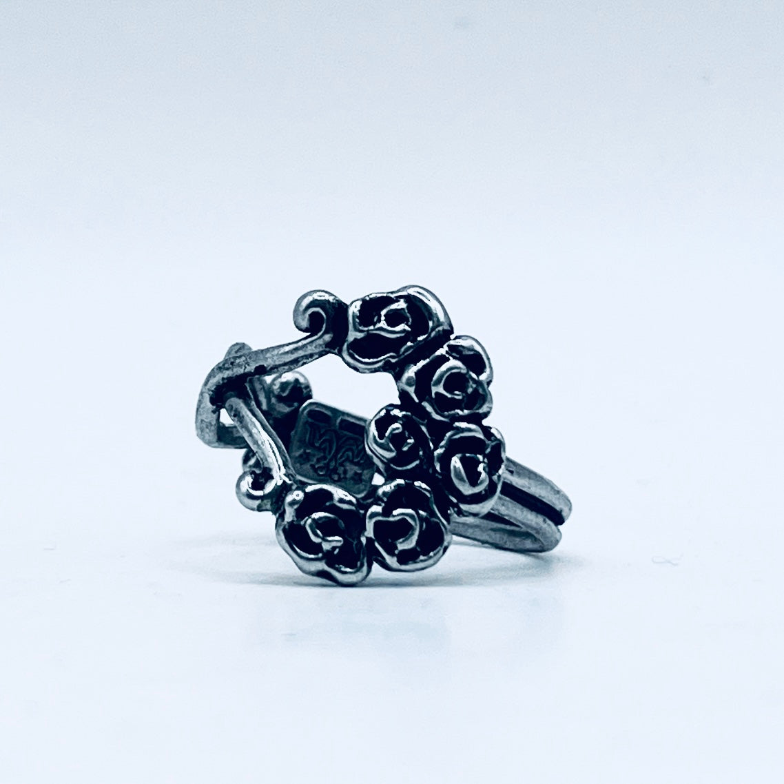 Anello Artigianale CORONA DI FIORI Mod. CLASSICO  + PENDENTE IN OMAGGIO Realizzato con intero Antico Cucchiaino in Argento 800(Prima Metà del ’900)