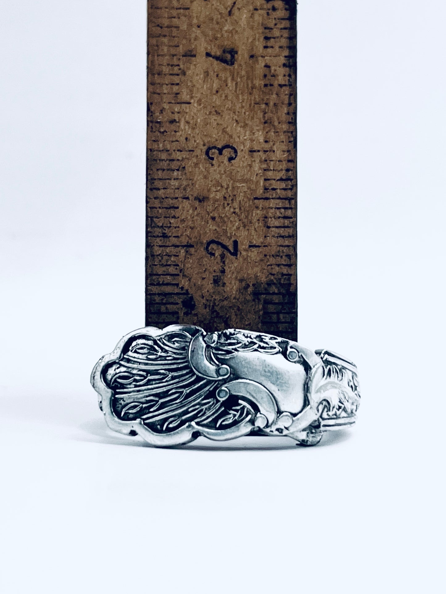 Anello Artigianale PAVONE Mod. SPIRALE/INTERO/CLASSICO  Realizzato con intero Antico Cucchiaino in Argento (Prima Metà del ’900)