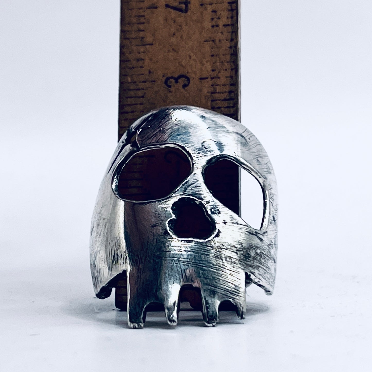 Anello Artigianale Mod. TESCHIO PALETTA  Realizzato con Antica posata in Argento (Prima Metà del ’900)