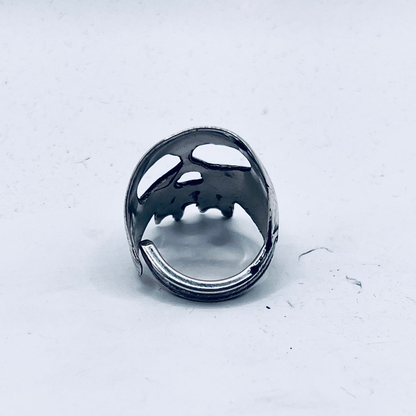 Anello Artigianale Mod. TESCHIO PALETTA  Realizzato con Antica posata in Argento (Prima Metà del ’900)