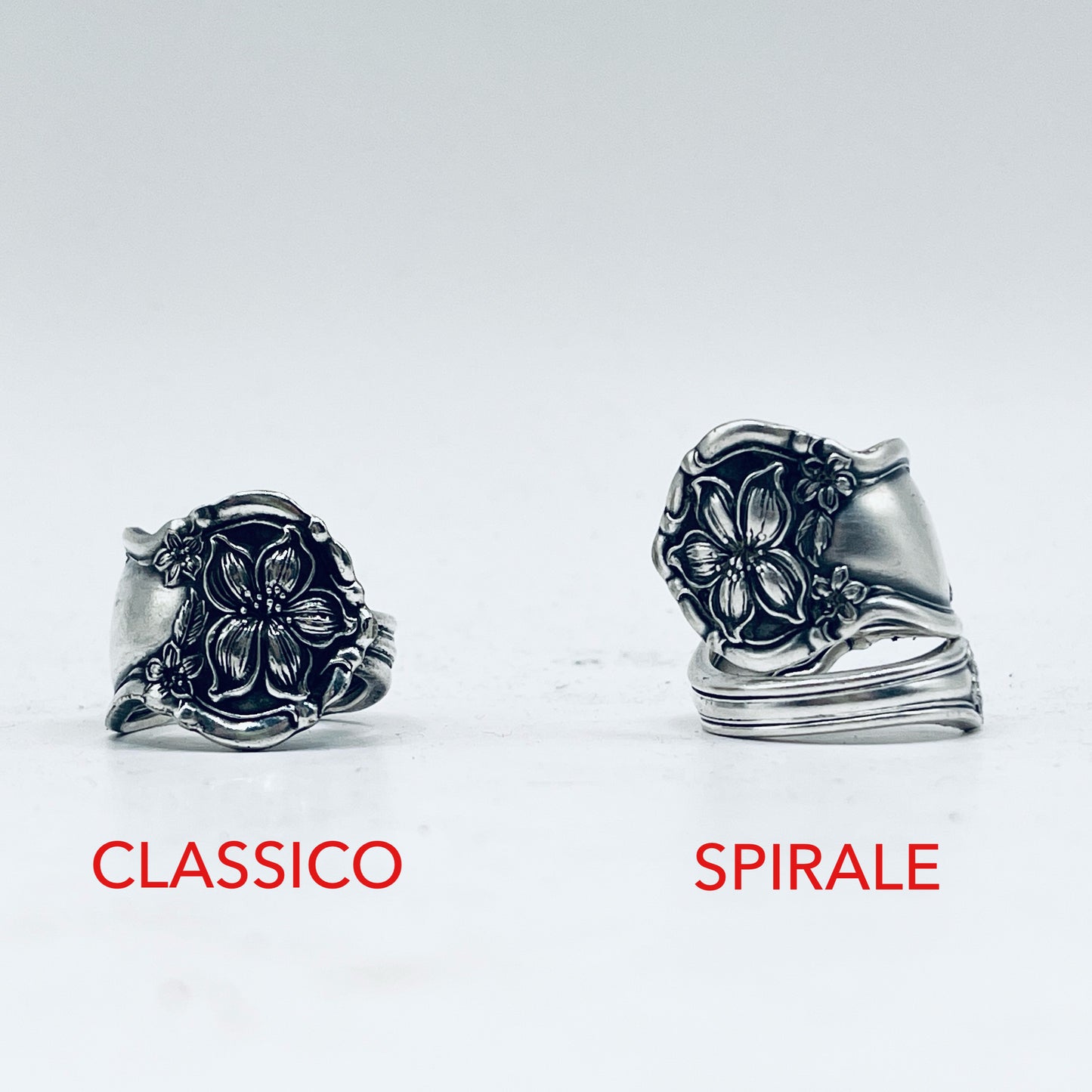 Anello Artigianale Mod. SPIRALE  ZAGARA Realizzato con Antica posata in Argento (Prima Metà del ’900)