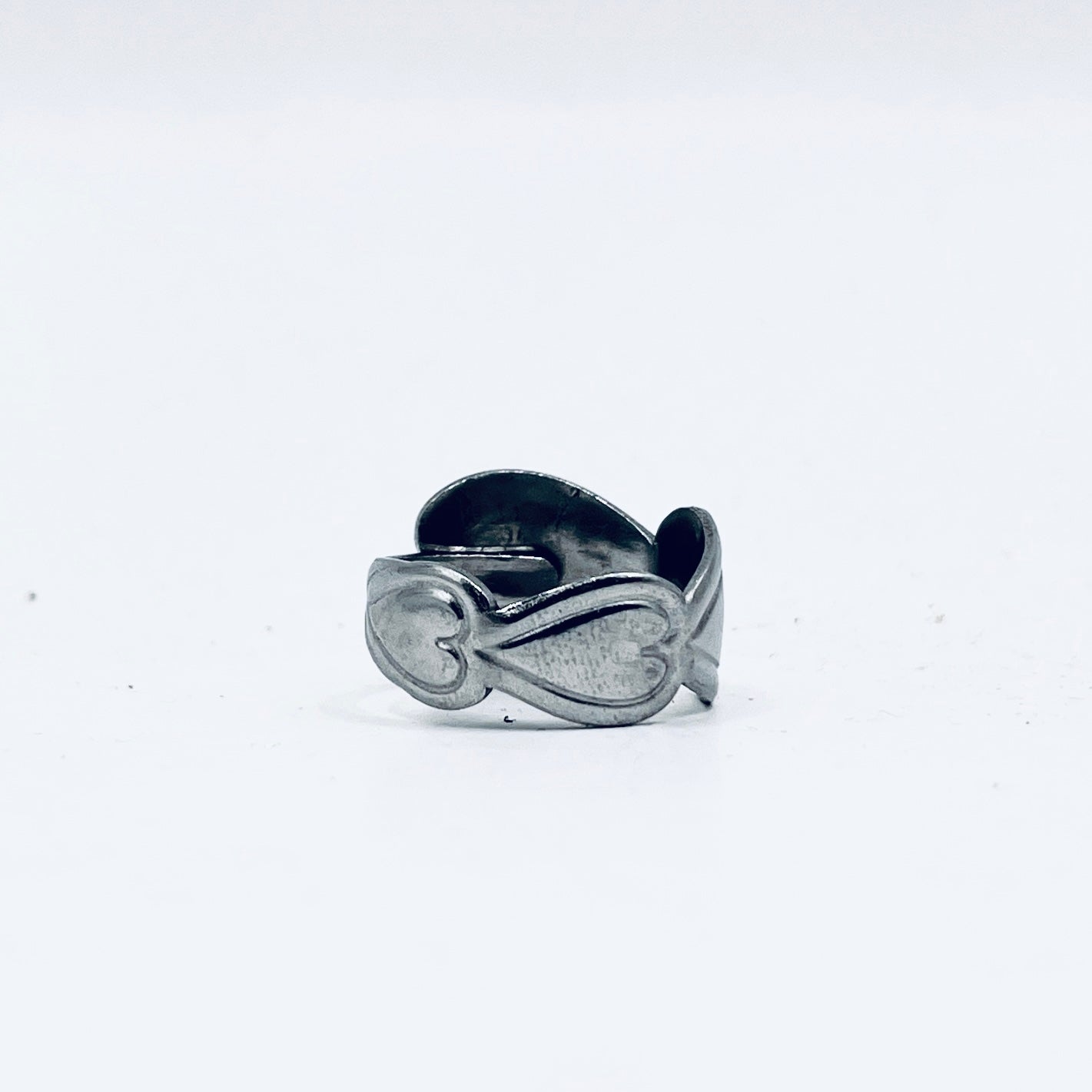 Anello Artigianale Mod. CLASSICO CUORI  Realizzato con Cucchiaino in ACCIAIO