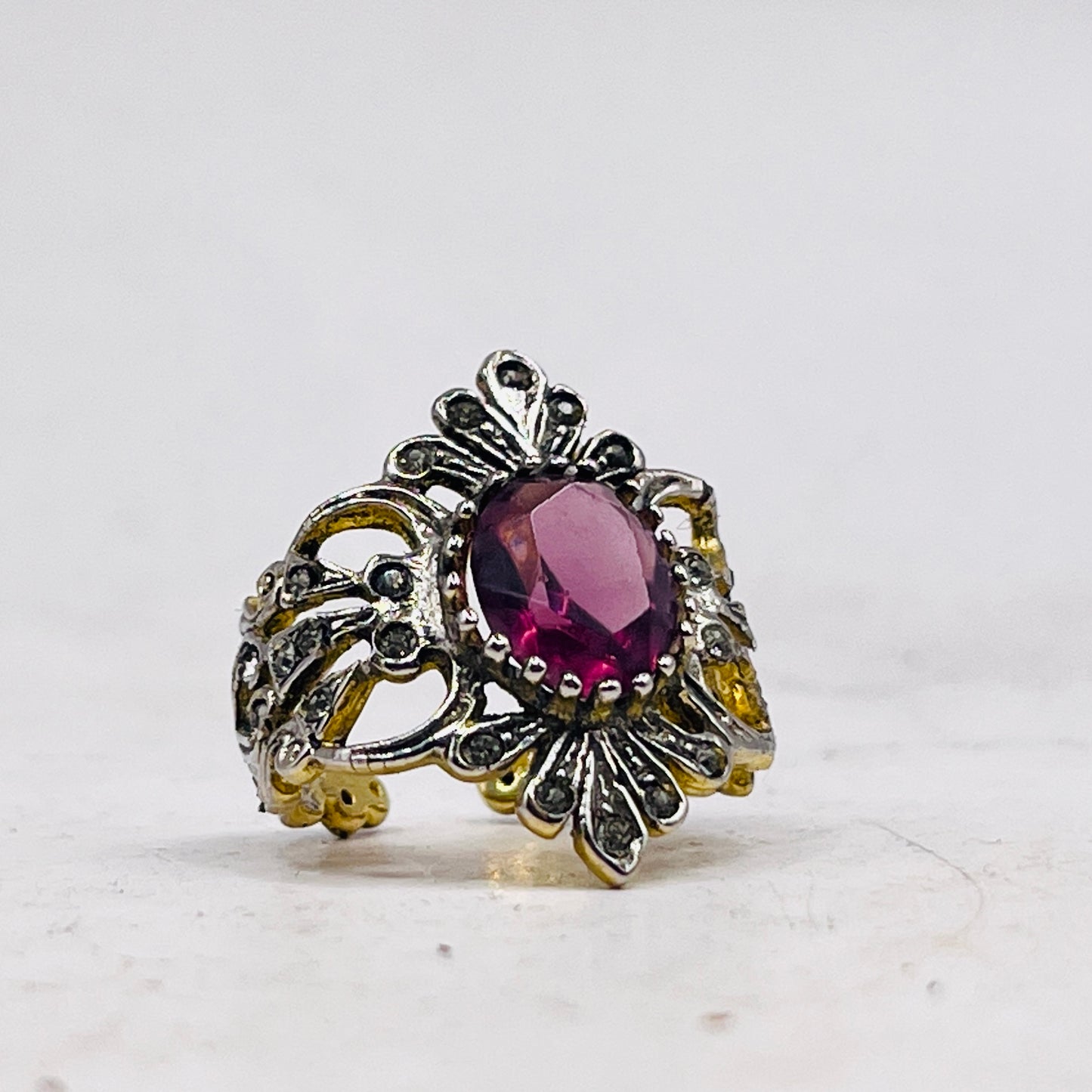 Anello Artigianale SPILLA AMETISTA Mod. SPILLA Realizzato con Antica spilla in Argento (Prima Metà del ’900)