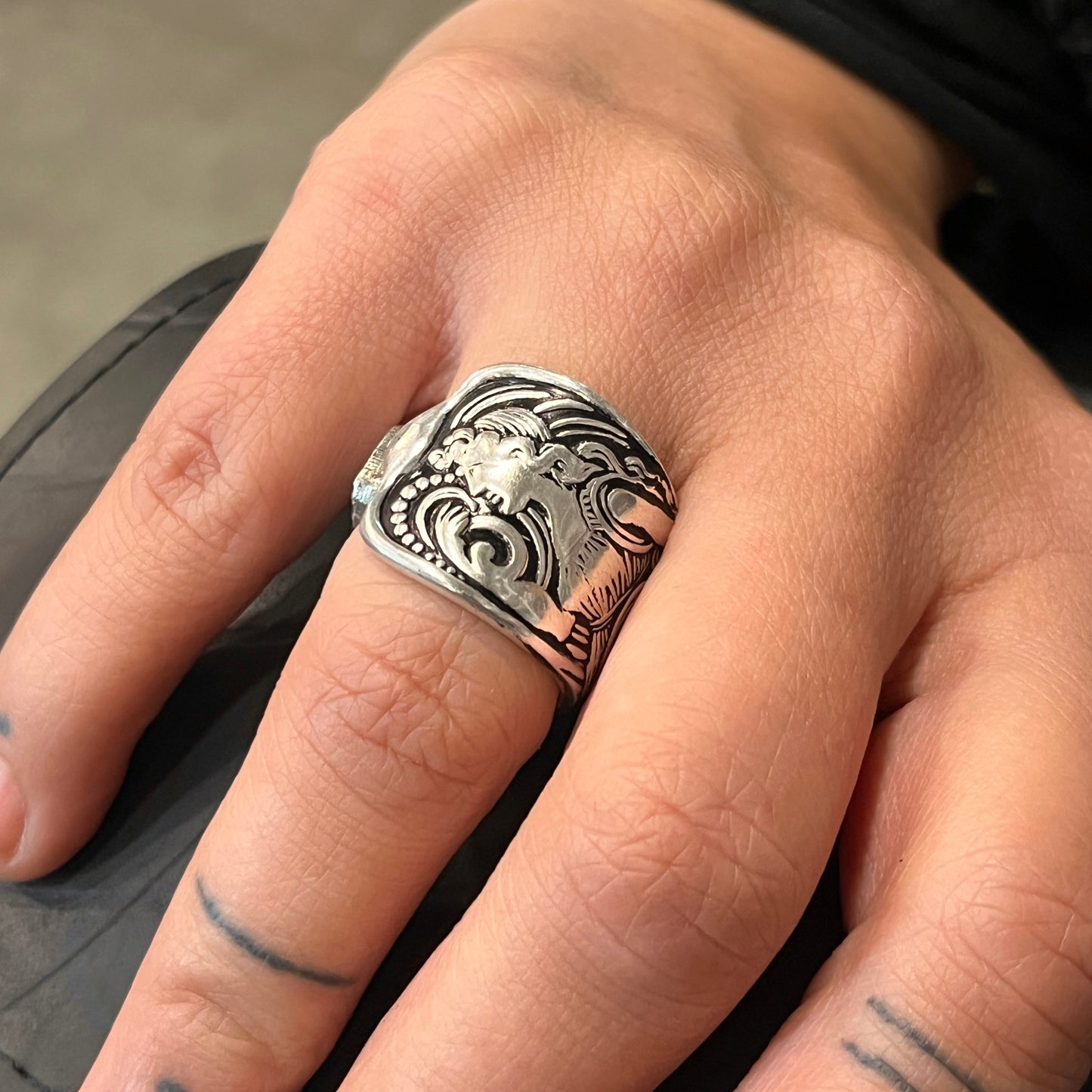 Anello Artigianale SIREN Mod. CLASSICO  Realizzato con Antica posata (Prima Metà del ’900)