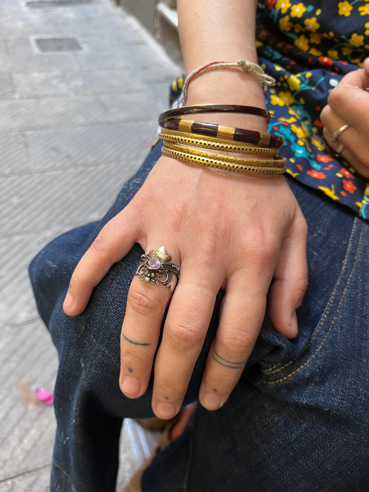 Anello Artigianale SAILOR MOON Mod. SPILLA AMETISTA Realizzato con Antica spilla in Argento (Prima Metà del ’900)