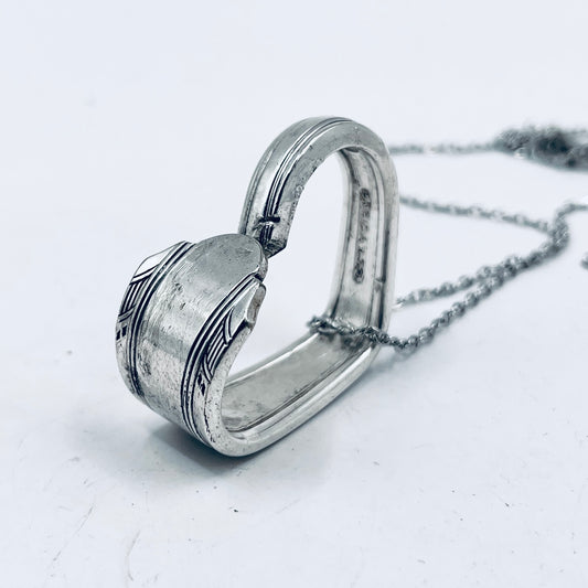 Pendente Artigianale Mod. CUORE Realizzato con Antica Posata in Argento (Prima Metà del ’900)