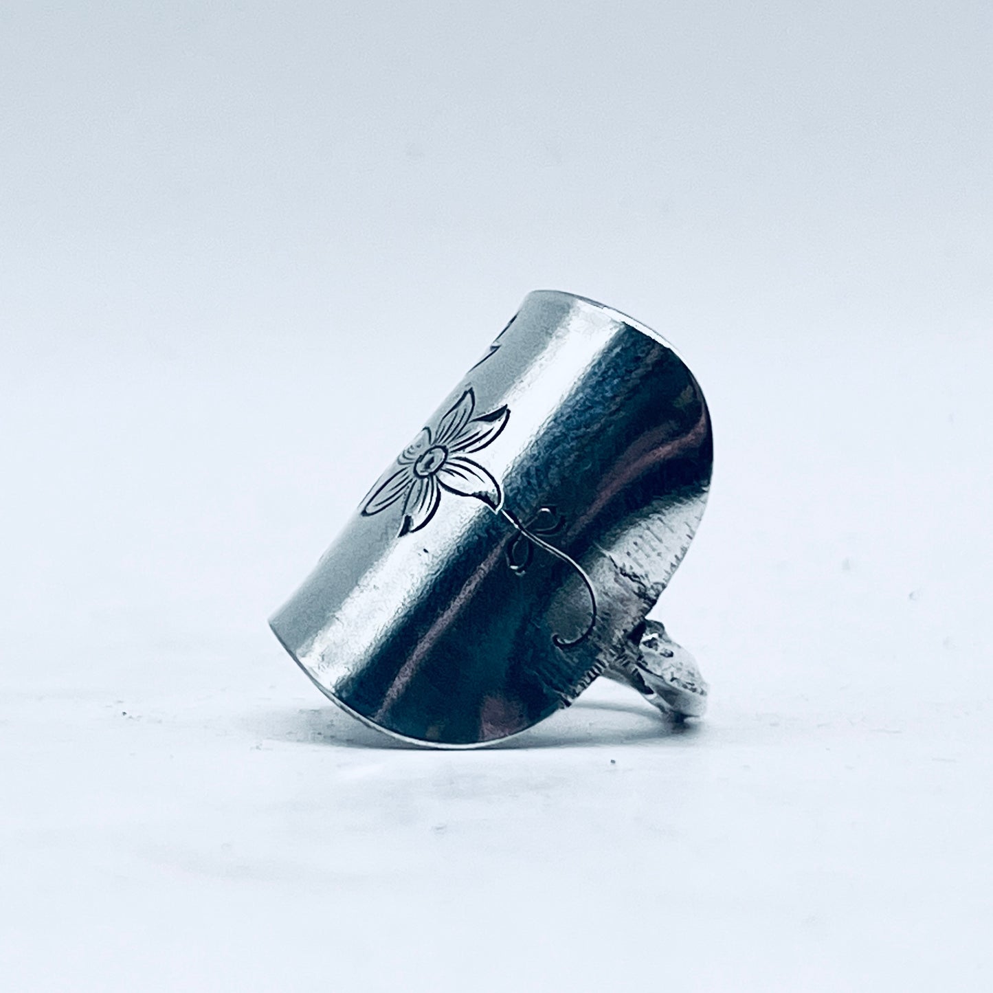 Anello Artigianale Mod. PALETTA  JUGENDSTIL Realizzato con Antica posata in Argento (Prima Metà del ’900)