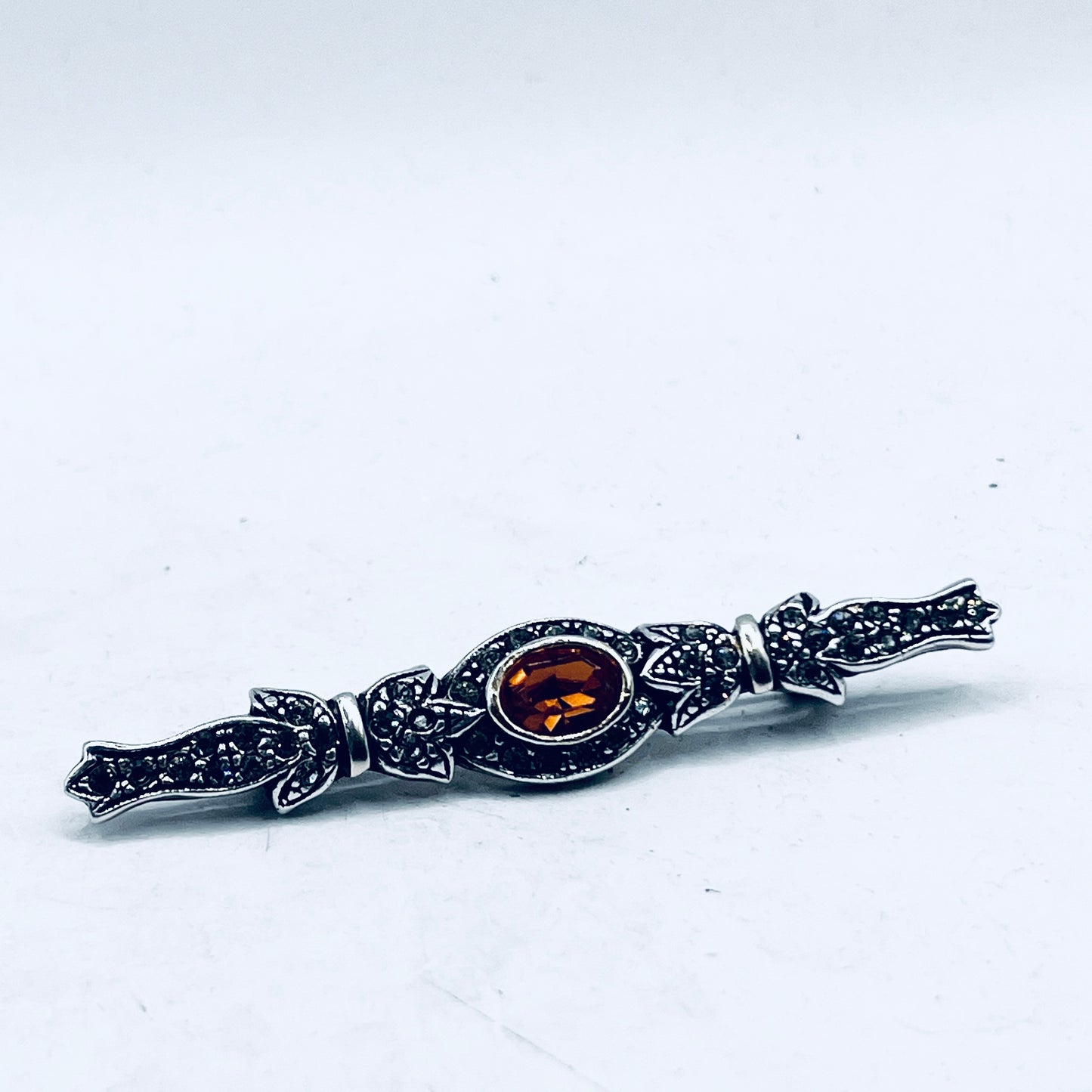Anello Artigianale SPILLA QUARZO CITRINO Mod. SPILLA Realizzato con Antica spilla in Argento (Prima Metà del ’900)
