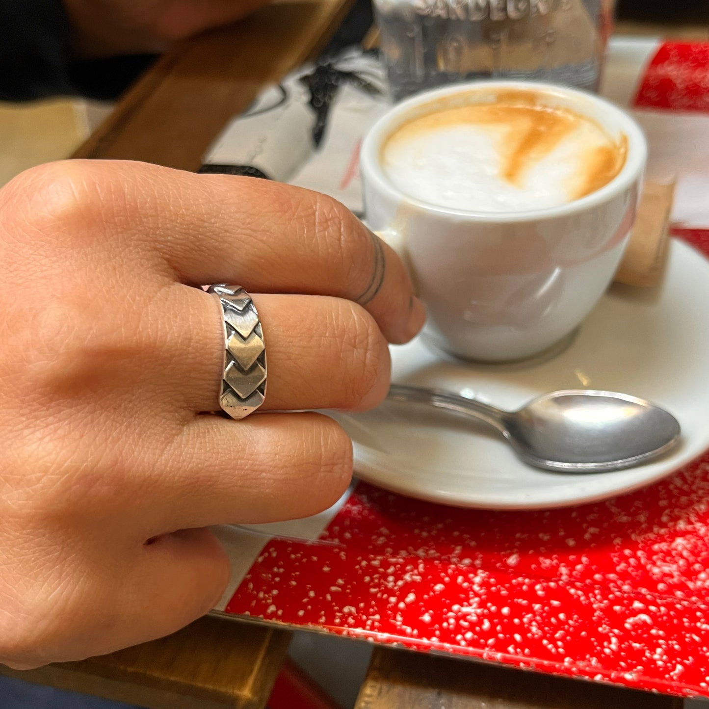 Anello Artigianale FRECCIA DI CUORI Mod. CLASSICO  Realizzato con Antica posata in Argento (Prima Metà del ’900)