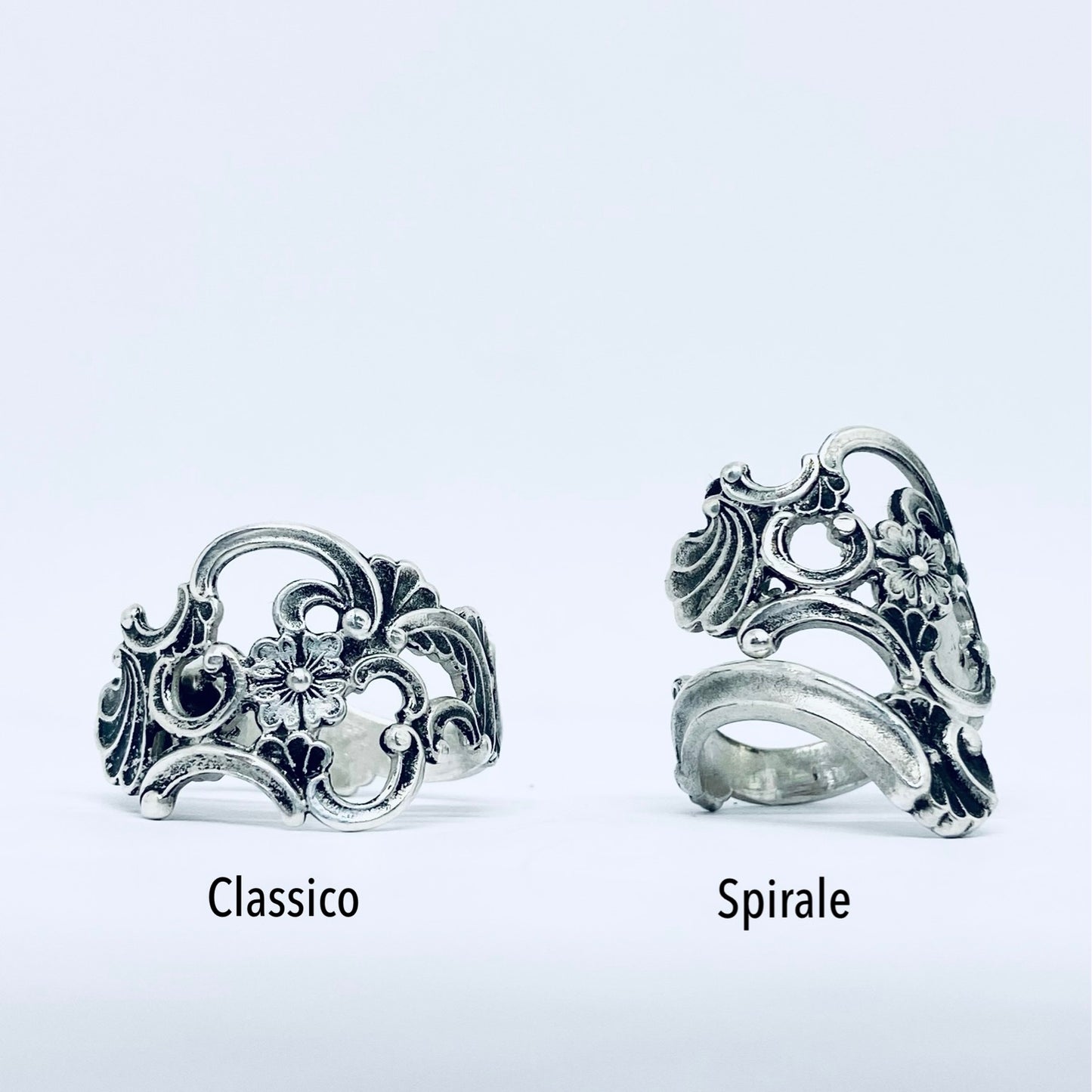 Anello Artigianale TRAFORATO Mod. CLASSICO/SPIRALE  Realizzato con Antica posata in Argento (Prima Metà del ’900)