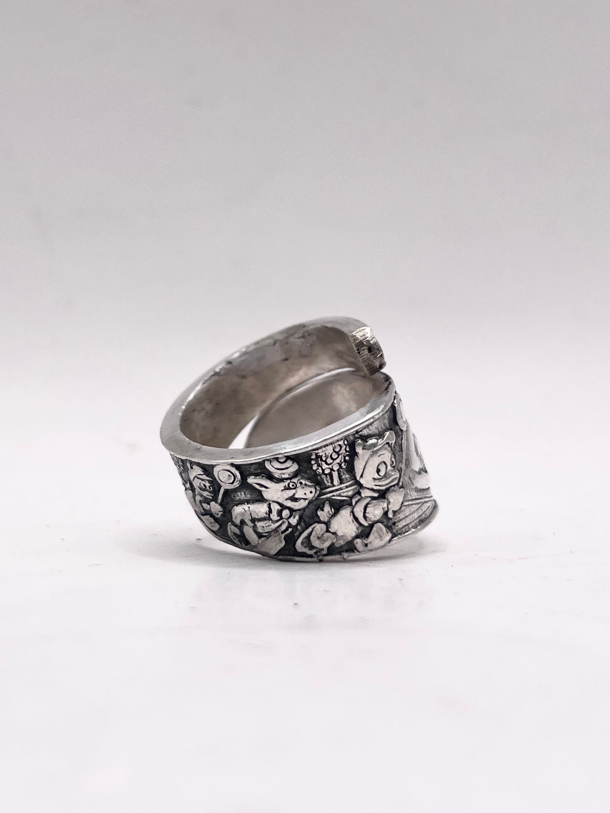 Anello Donald Duck ricavato da una posata antica in lega d’argento – vista 7