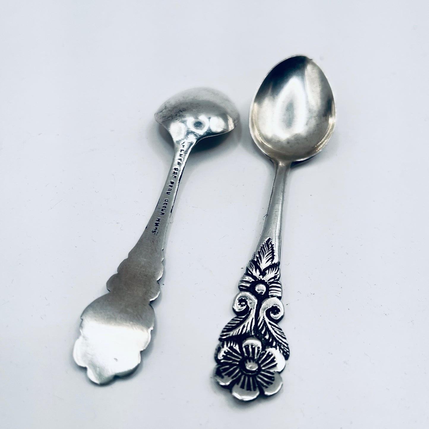 Anello Artigianale FIORE PERÙ Mod. INTERO MARTELLATO Realizzato con intero Antico Cucchiaino in Argento 925(Prima Metà del ’900)