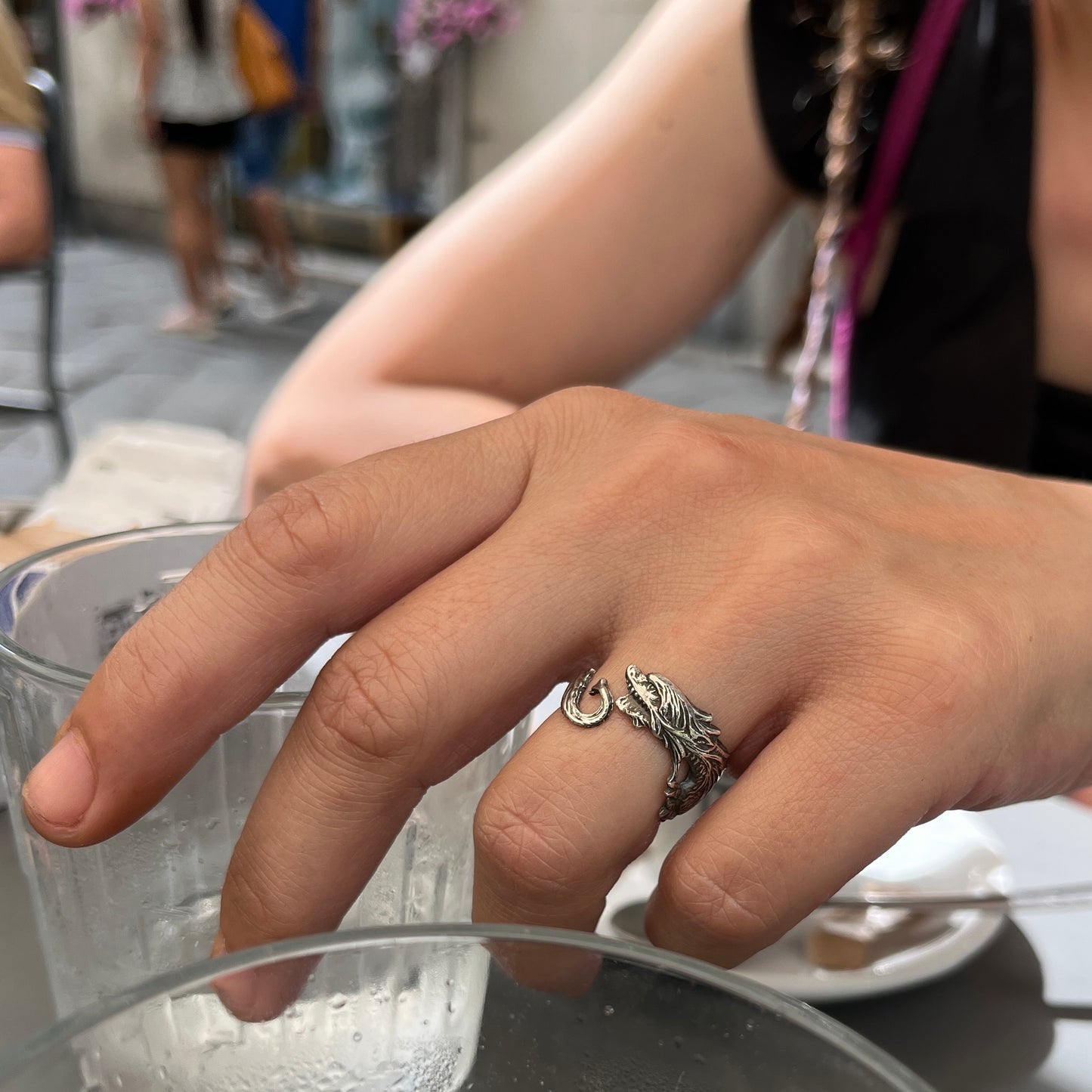 Anello Artigianale DRAGONE Mod. SPILLA Realizzato con Antica spilla in Argento (Prima Metà del ’900)