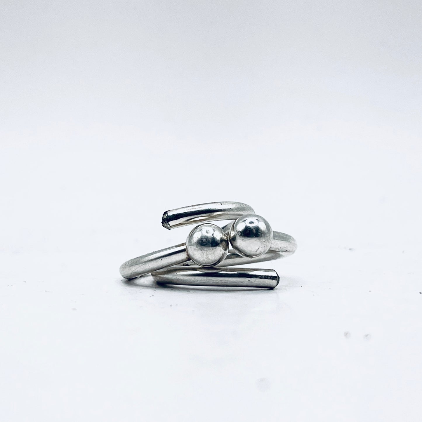 Anello Artigianale PALLINE Mod. CLASSICO  Realizzato con Antica posata in Argento (Prima Metà del ’900)