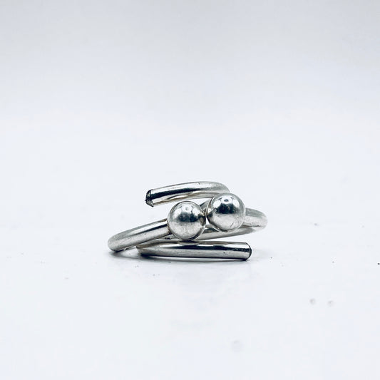 Anello Artigianale PALLINE Mod. CLASSICO  Realizzato con Antica posata in Argento (Prima Metà del ’900)