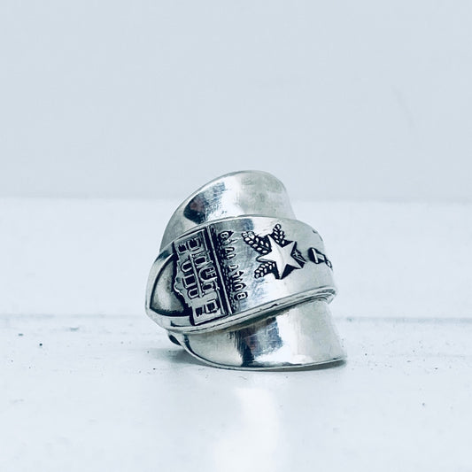 Anello Artigianale THE ALAMO Mod. INTERO  Realizzato con intero Antico Cucchiaino in Argento (Prima Metà del ’900)