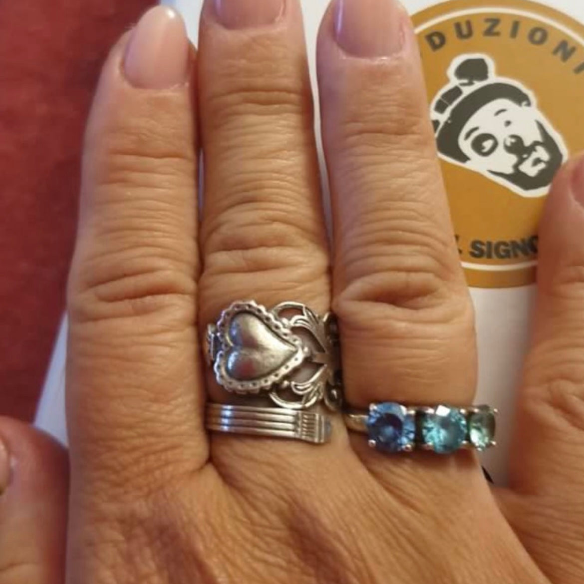 Anello Artigianale CUORE SACRO Mod. CLASSICO/SPIRALE Realizzato con Antica posata in Argento (Prima Metà del ’900)