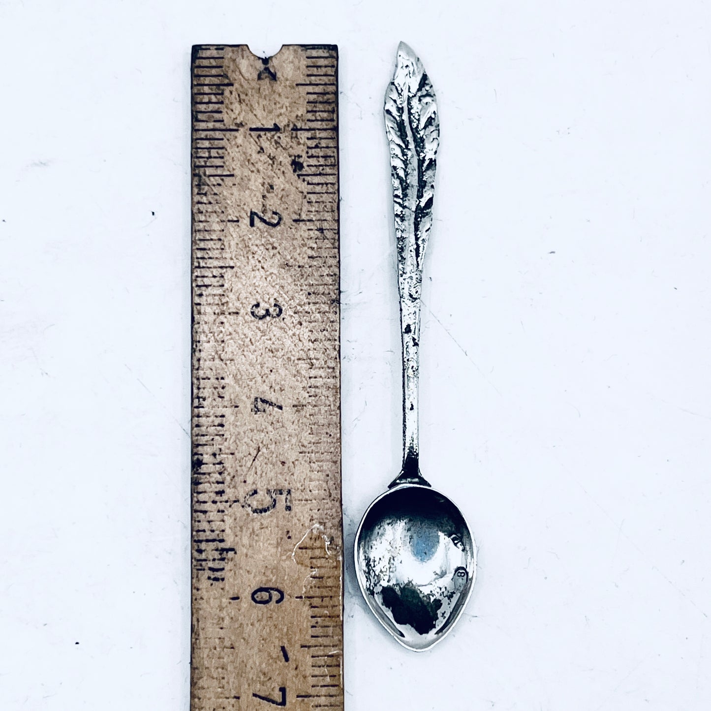 Anello Artigianale PIUMA Mod. INTERO  Realizzato con intero Antico Cucchiaino in Argento (Prima Metà del ’900)