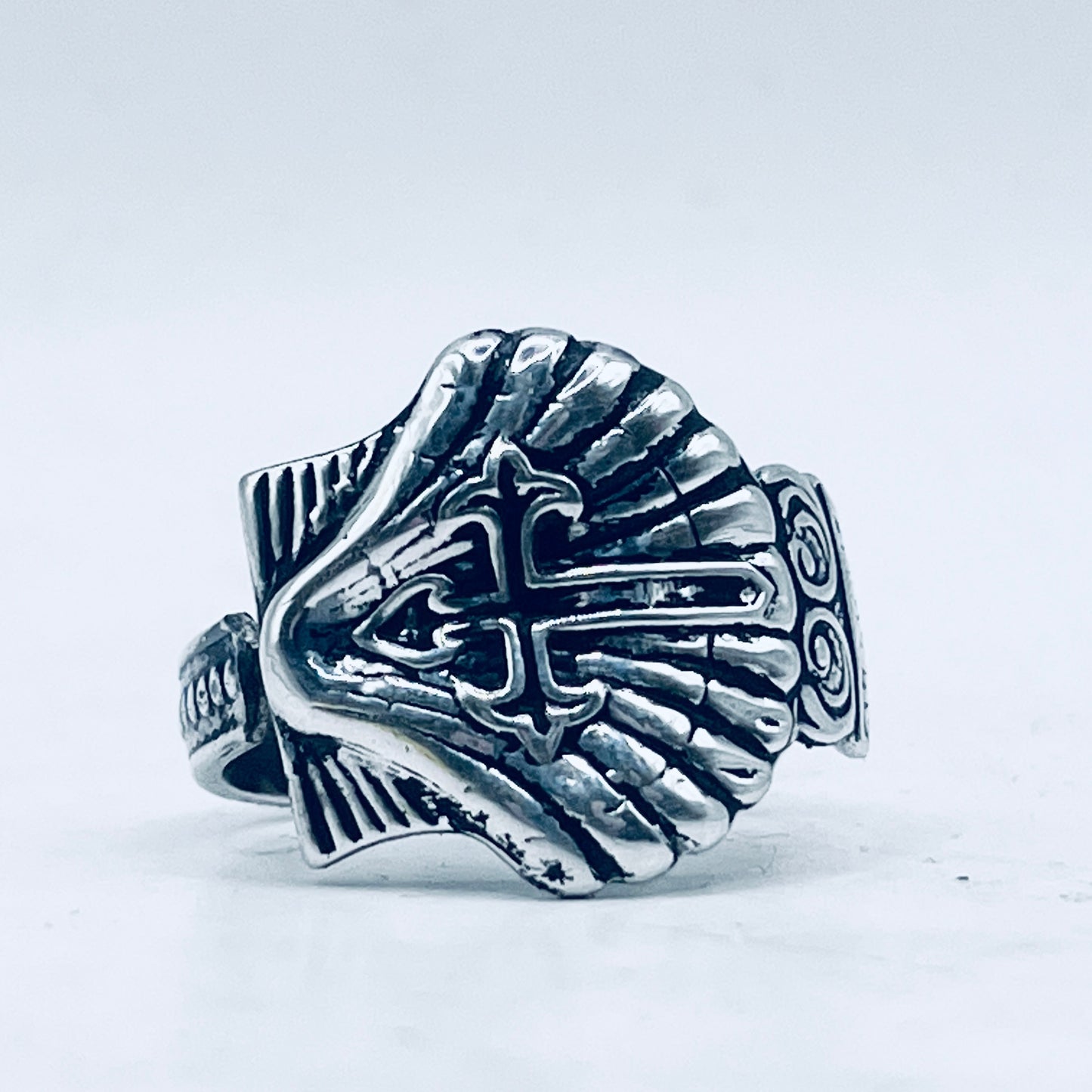 Anello Artigianale + Pendente (omaggio) SANTIAGO Mod. CLASSICO  Realizzato con Antica posata in Argento (Prima Metà del ’900)