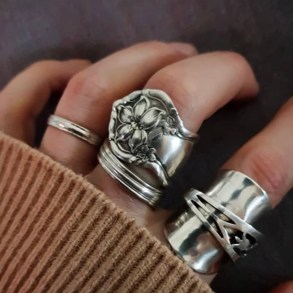 Anello Artigianale Mod. SPIRALE  ZAGARA Realizzato con Antica posata in Argento (Prima Metà del ’900)