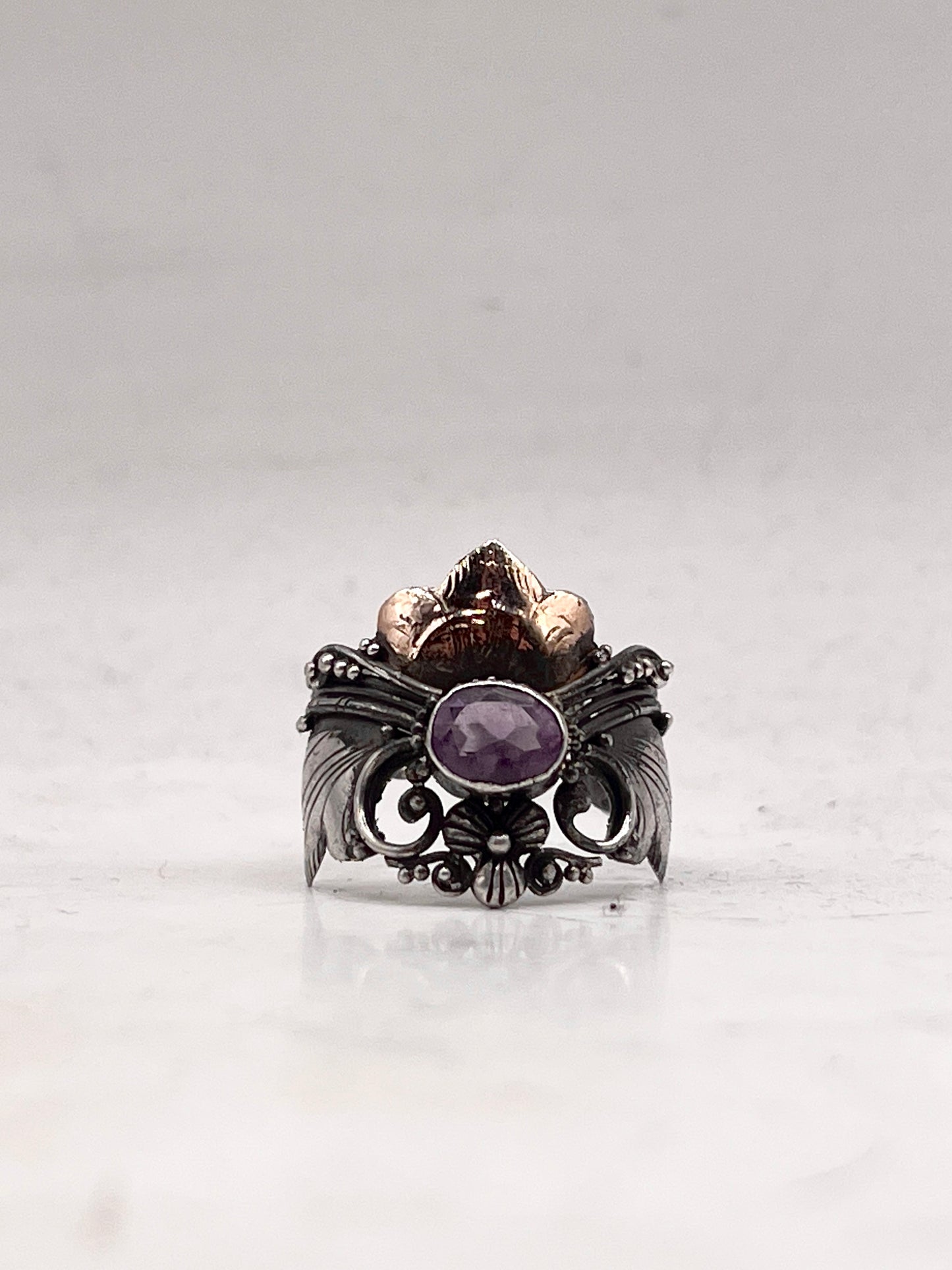 Anello Artigianale SAILOR MOON Mod. SPILLA AMETISTA Realizzato con Antica spilla in Argento (Prima Metà del ’900)