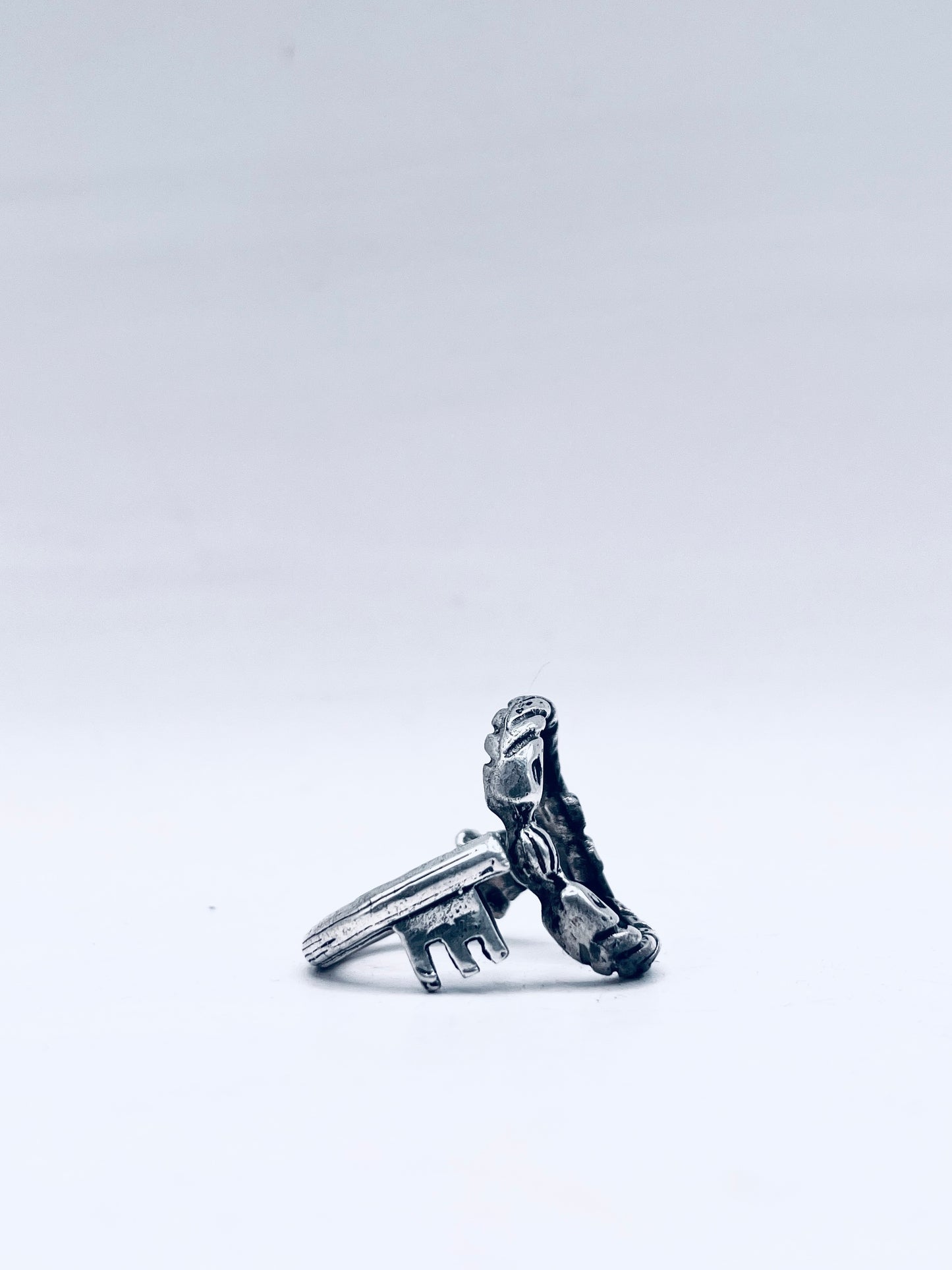 Anello Artigianale “CHIAVE SERPENTI ARGENTO 925” Realizzato con Antica Chiave in Argento
