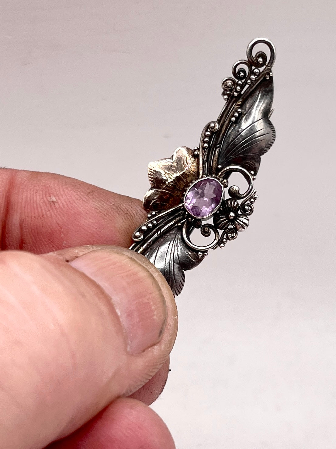Anello Artigianale SAILOR MOON Mod. SPILLA AMETISTA Realizzato con Antica spilla in Argento (Prima Metà del ’900)