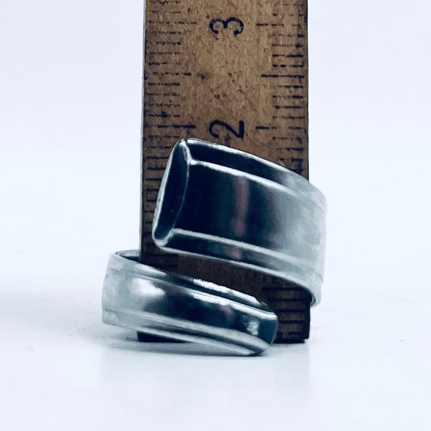 Anello Artigianale Mod. SPIRALE  Realizzato con intero Cucchiaino in ACCIAIO