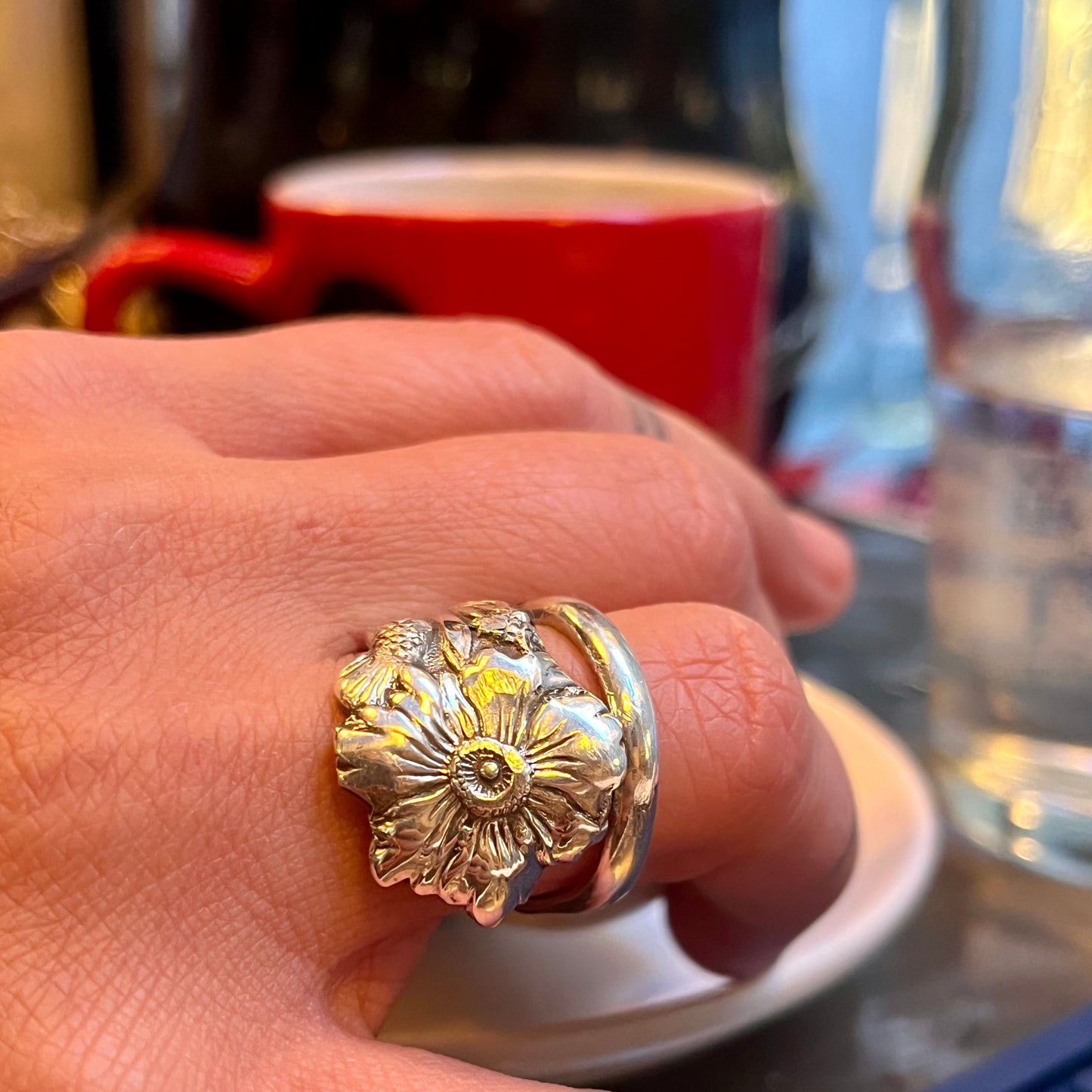 Anello Artigianale FIORDALISO Mod. SPIRALE  Realizzato con Antica posata in Argento (Prima Metà del ’900)