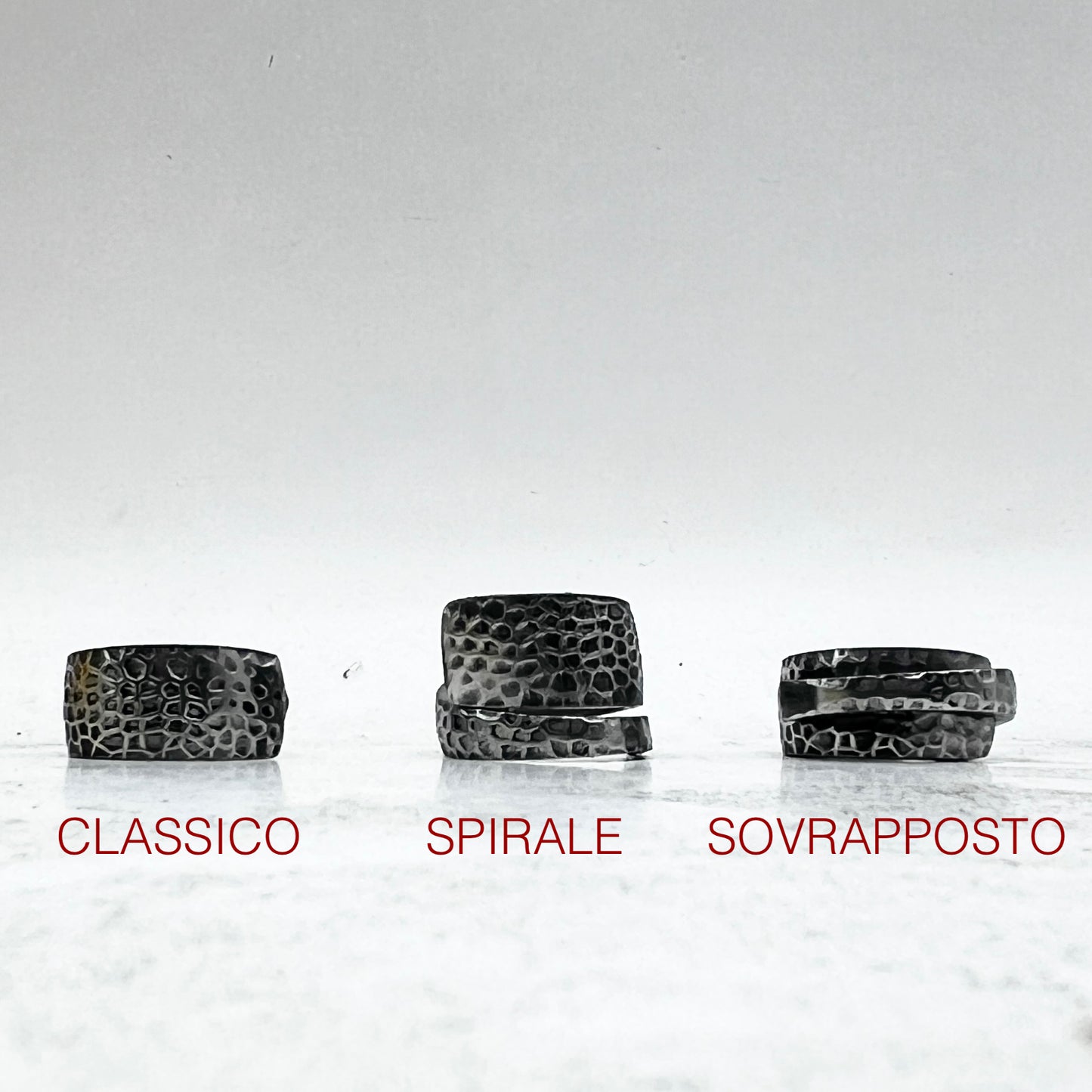 Anello Artigianale Mod. CLASSICO/SPIRALE/SOVRAPPOSTO PITONATO  Realizzato con Forchettina in ACCIAIO