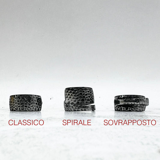 Anello Artigianale Mod. CLASSICO/SPIRALE/SOVRAPPOSTO PITONATO  Realizzato con Forchettina in ACCIAIO