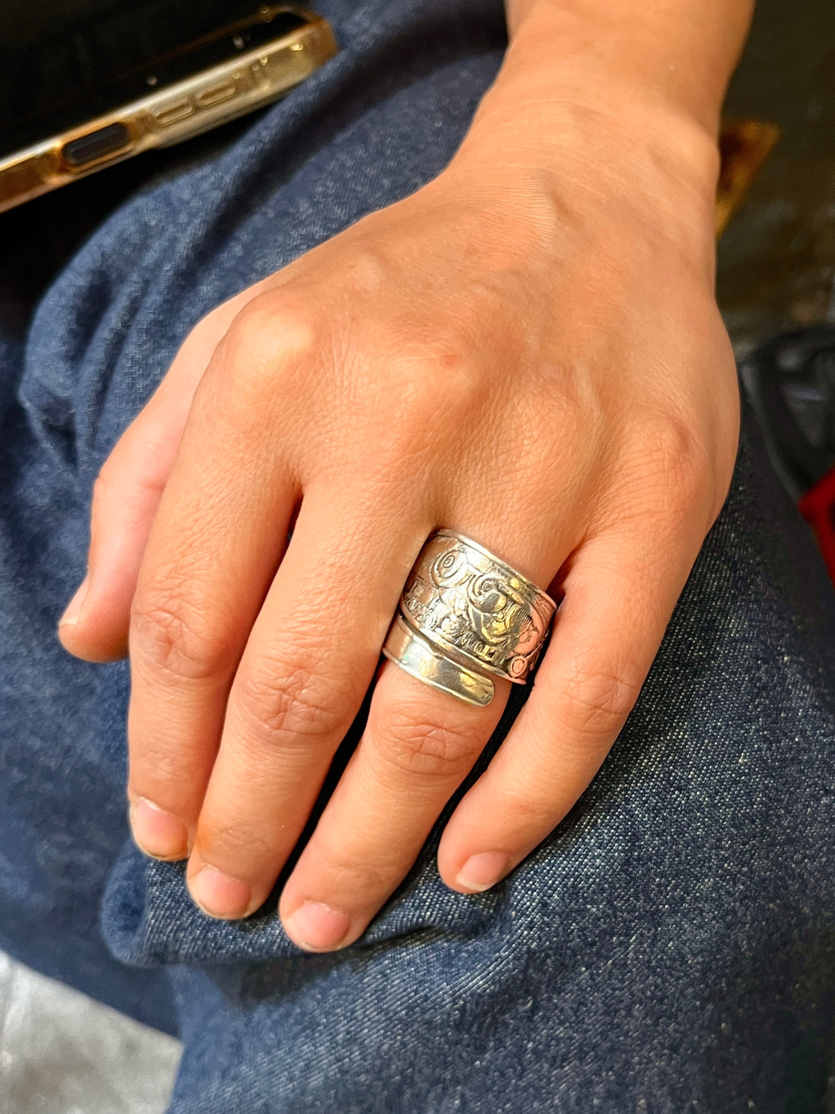 Anello Donald Duck ricavato da una posata antica in lega d’argento – vista 13