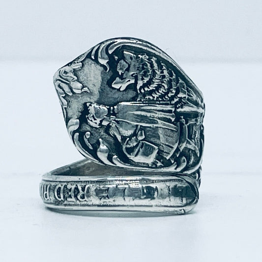 Anello Artigianale CAPPUCCETTO ROSSO Mod. SPIRALE  Realizzato con Antica posata in Argento (Prima Metà del ’900)