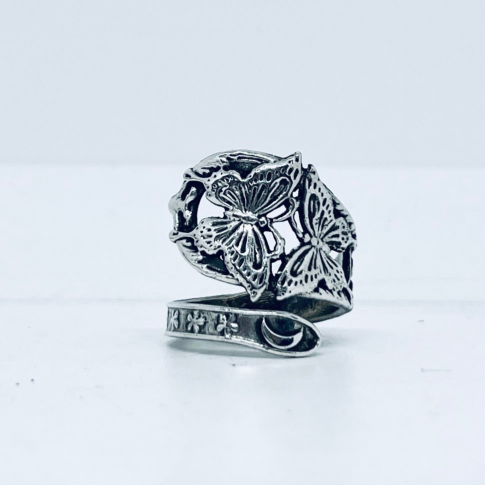 Anello Artigianale FARFALLE Mod. SPIRALE  Realizzato con  Antica posata in Argento (Prima Metà del ’900)