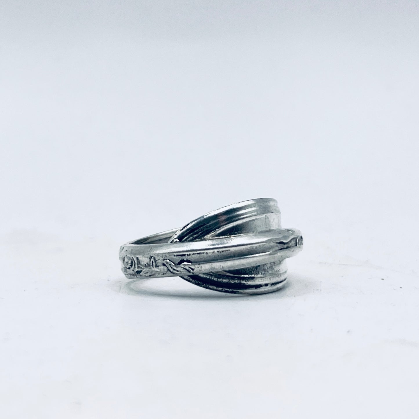 Anello Artigianale FEDINA SOVRAPPOSTA Mod. CLASSICO  Realizzato con Antica posata (Prima Metà del ’900)