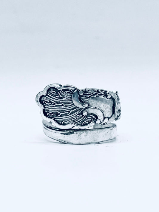 Anello Artigianale PAVONE Mod. SPIRALE/INTERO/CLASSICO  Realizzato con intero Antico Cucchiaino in Argento (Prima Metà del ’900)