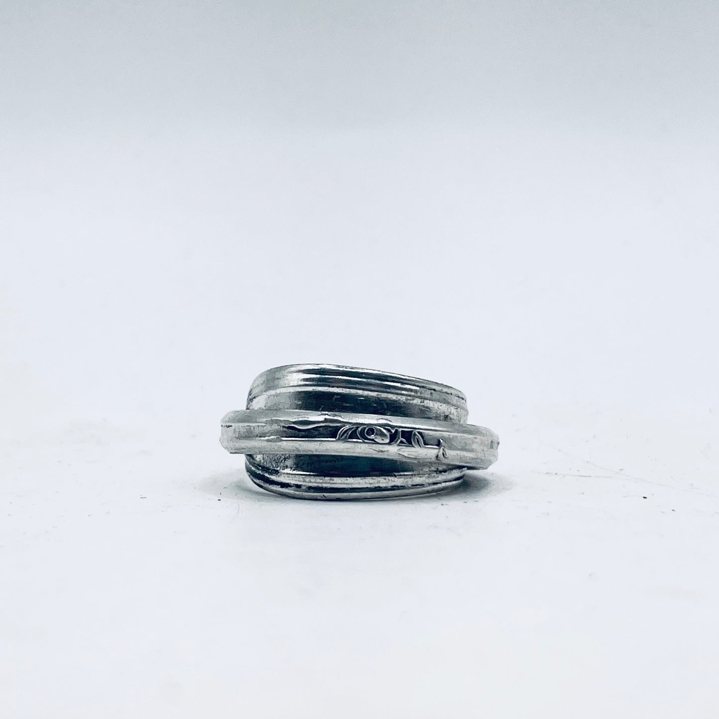 Anello Artigianale FEDINA SOVRAPPOSTA Mod. CLASSICO  Realizzato con Antica posata (Prima Metà del ’900)