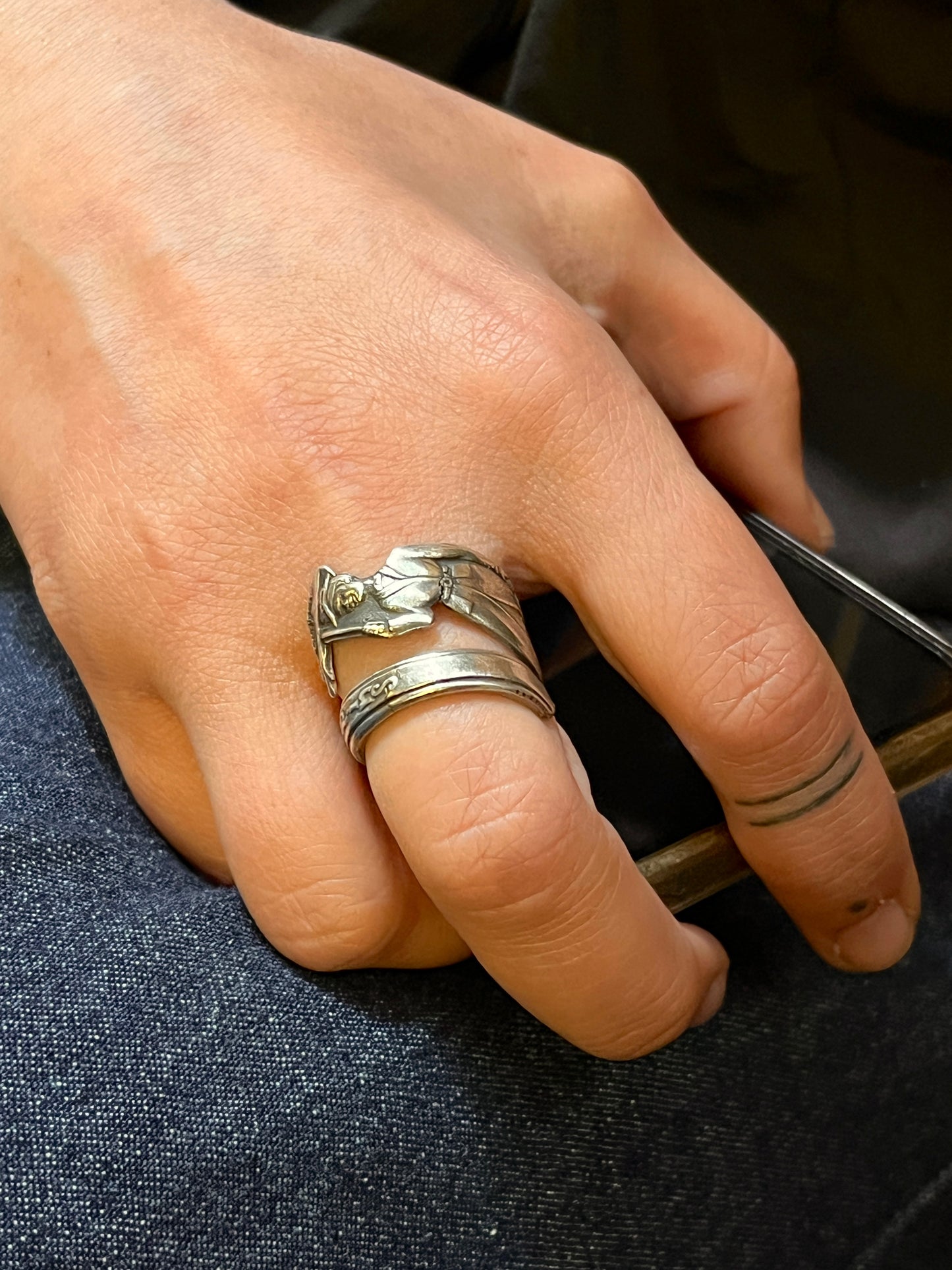 Anello Artigianale MARY POPPINS Mod. SPIRALE  Realizzato con Antica posata in Argento (Prima Metà del ’900)