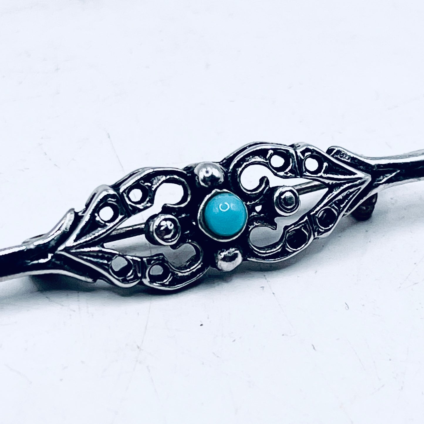Anello Artigianale SPILLA TURCHESE Mod. SPILLA Realizzato con Antica spilla in Argento (Prima Metà del ’900)