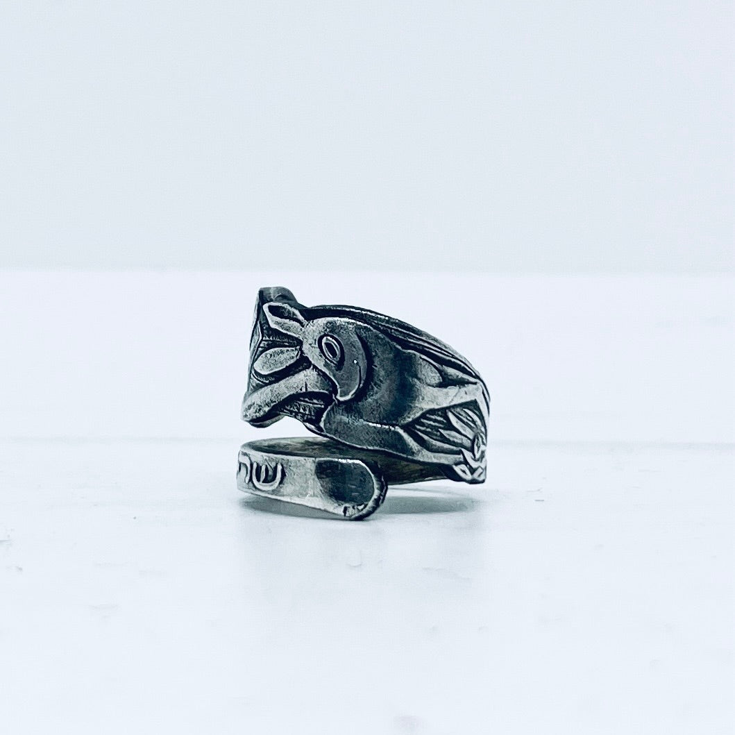 Anello Artigianale BIANCANEVE Mod. SPIRALE  Realizzato con Antica posata in Argento (Prima Metà del ’900)