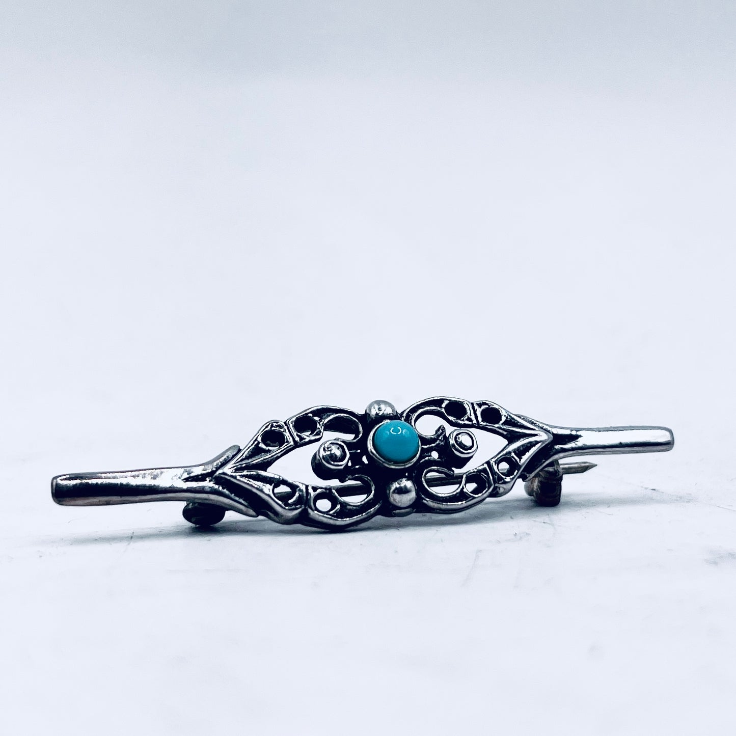 Anello Artigianale SPILLA TURCHESE Mod. SPILLA Realizzato con Antica spilla in Argento (Prima Metà del ’900)