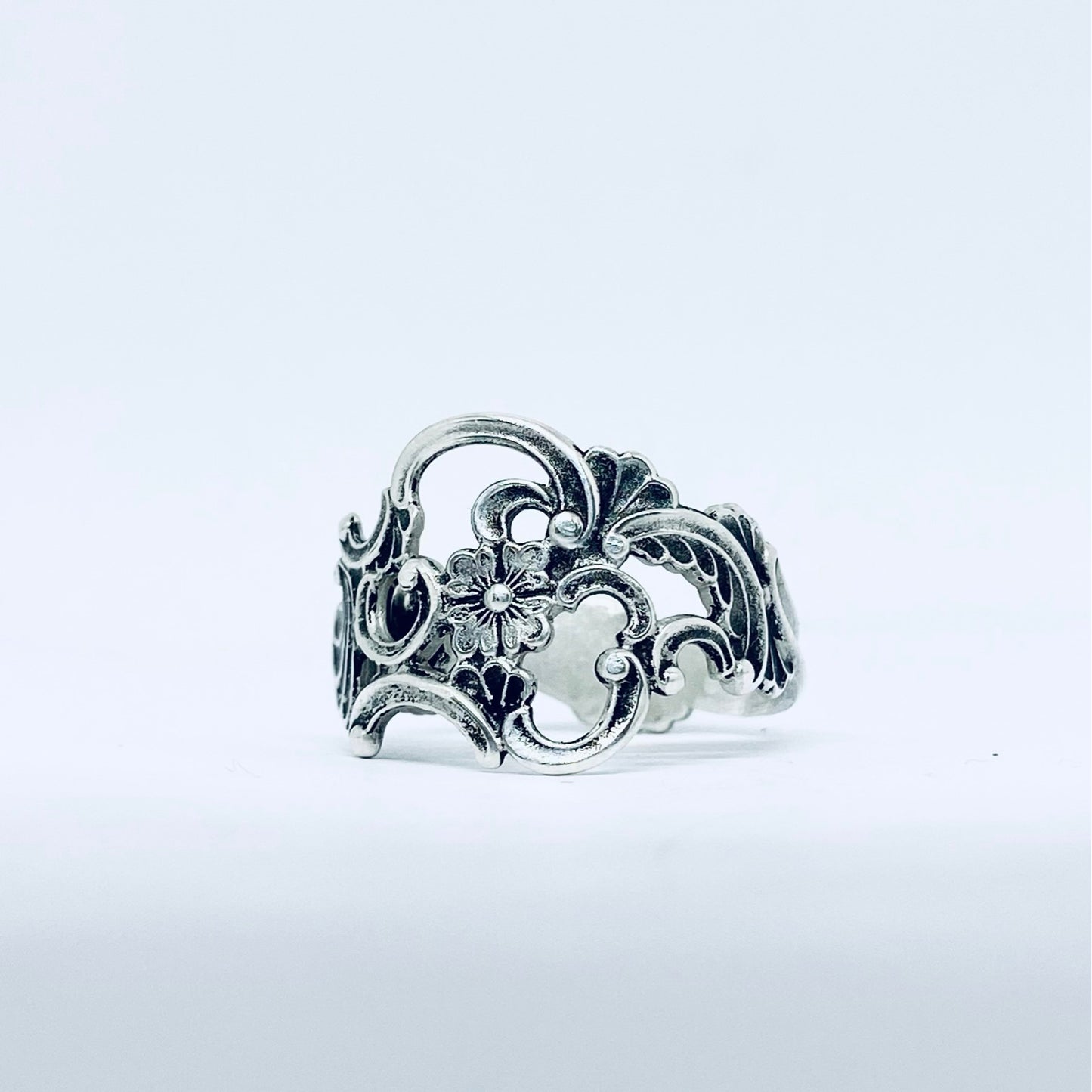 Anello Artigianale TRAFORATO Mod. CLASSICO/SPIRALE  Realizzato con Antica posata in Argento (Prima Metà del ’900)