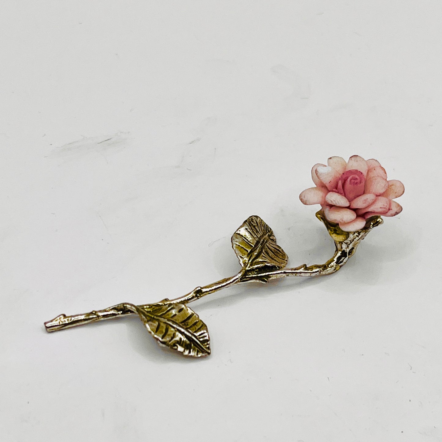 Anello Artigianale ROSA 03 Mod. CLASSICO  Realizzato con Antica SPILLA in Argento 800(Prima Metà del ’900)