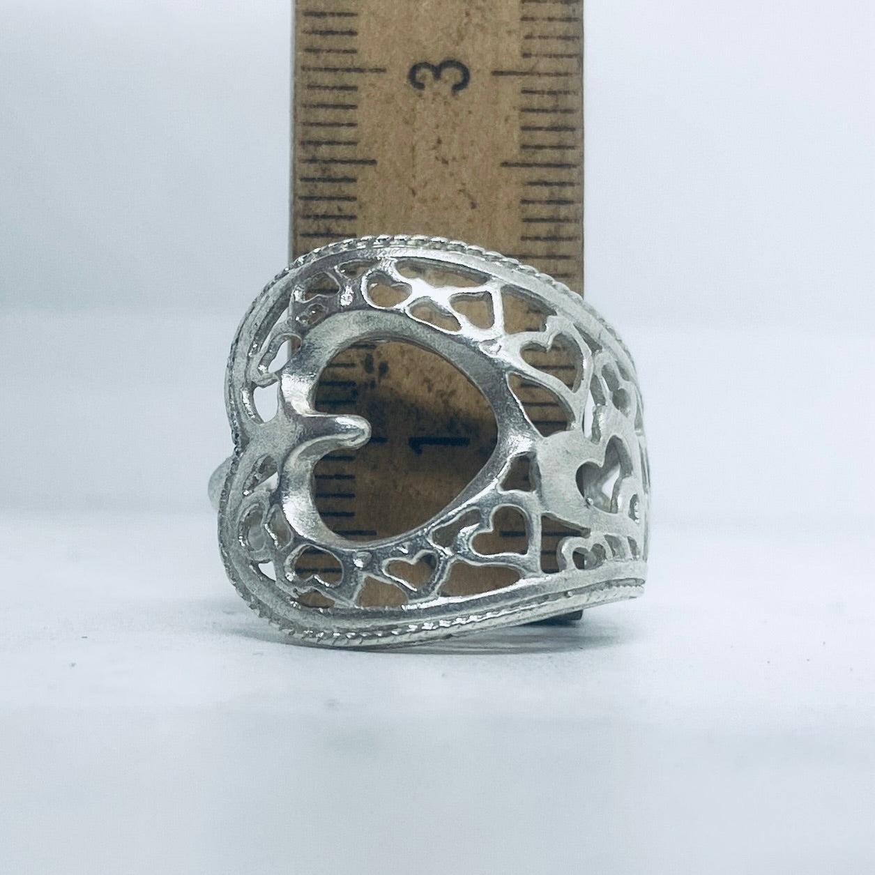 Anello Artigianale CUORI TRAFORATI Mod. CLASSICO/SPIRALE  Realizzato con Antica posata in Argento (Prima Metà del ’900)