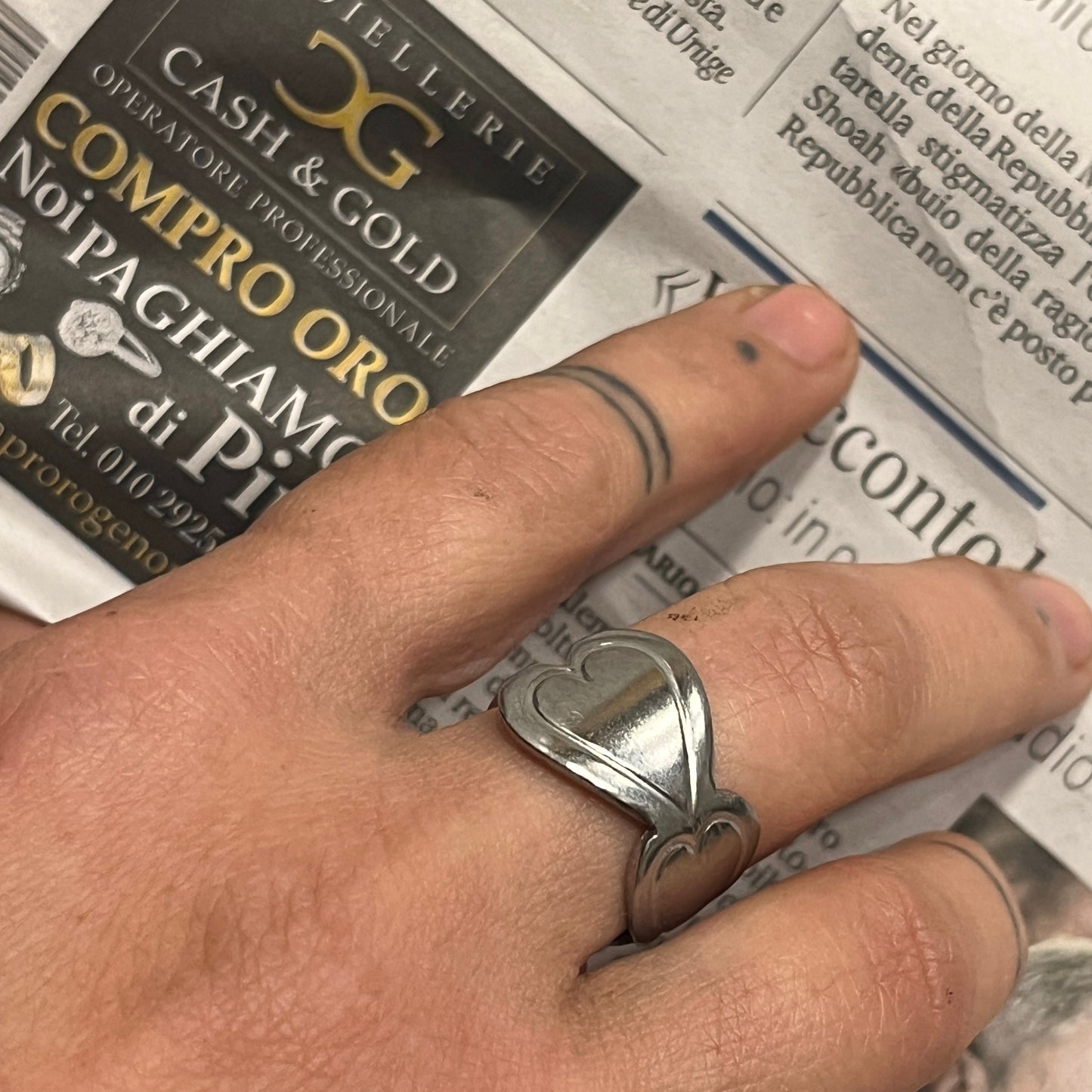 Anello Artigianale Mod. CLASSICO CUORI  Realizzato con Cucchiaino in ACCIAIO