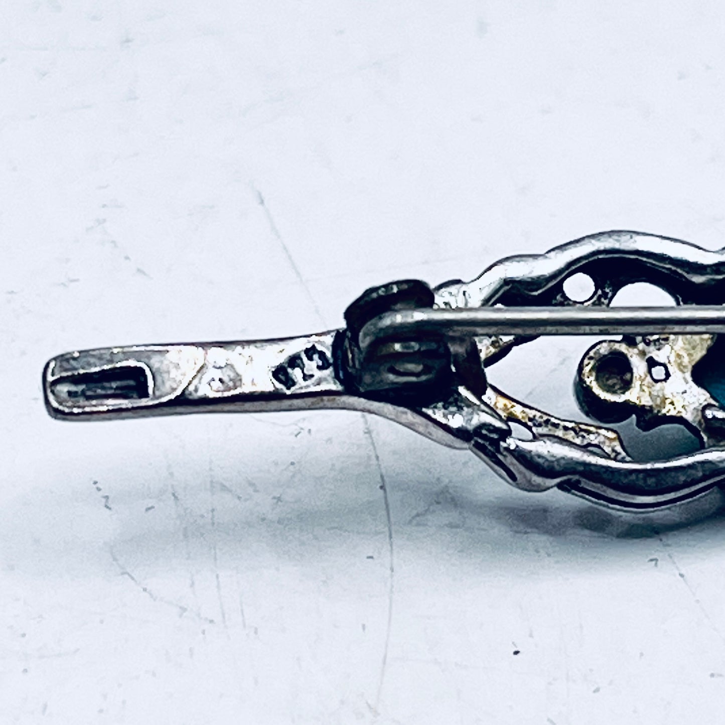 Anello Artigianale SPILLA TURCHESE Mod. SPILLA Realizzato con Antica spilla in Argento (Prima Metà del ’900)