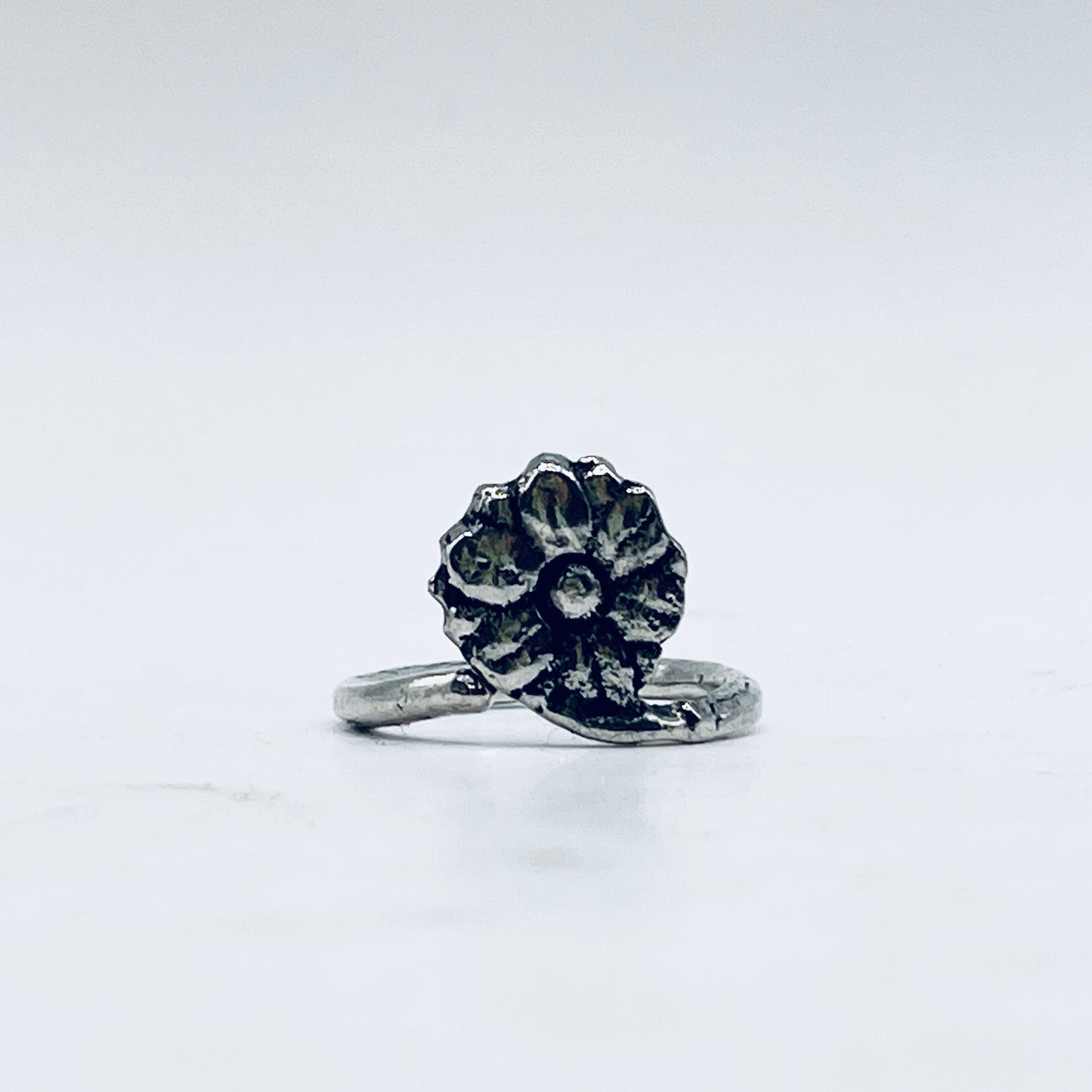 Anello Artigianale FIORE01 Realizzato con Antica posata in Argento (Prima Metà del ’900)