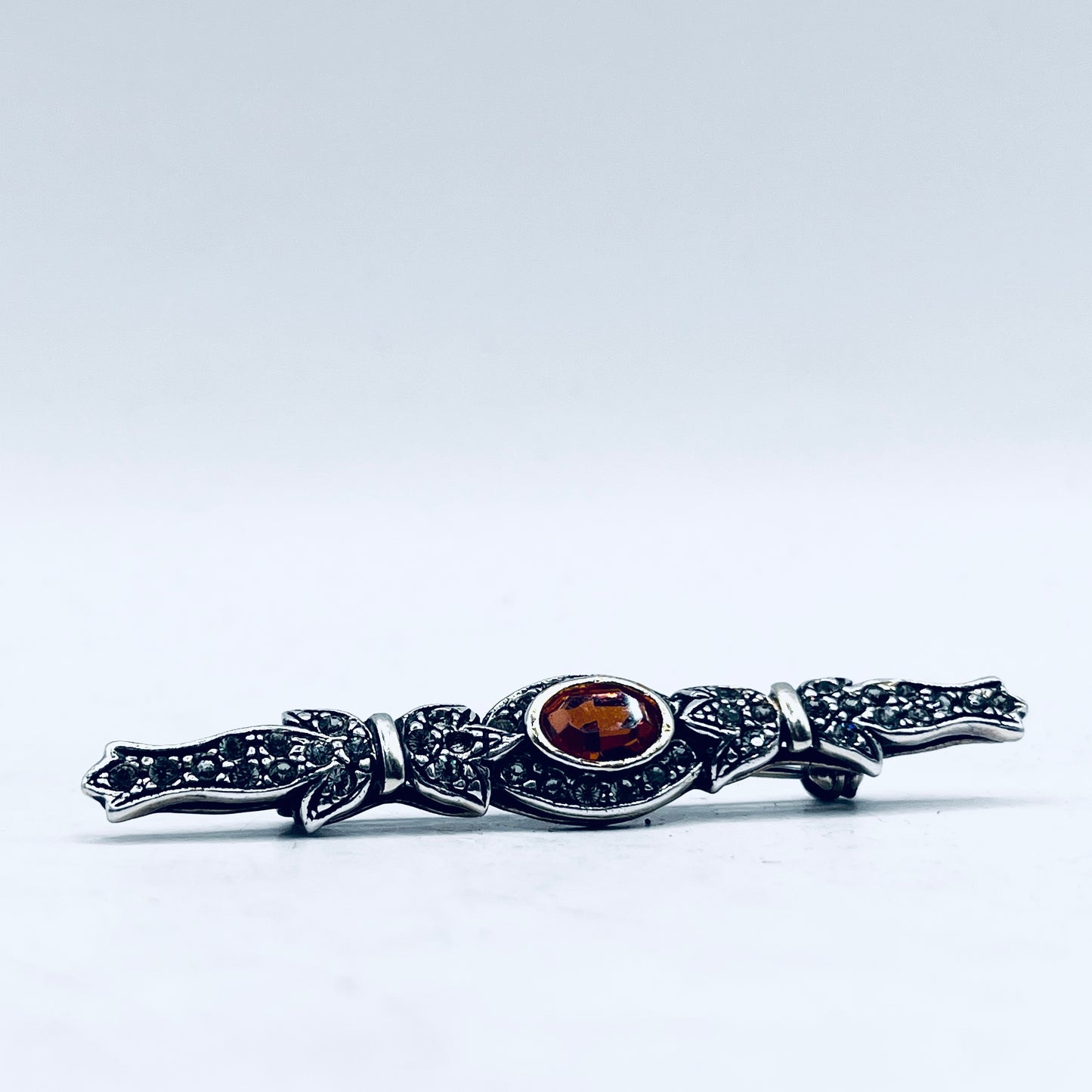 Anello Artigianale SPILLA QUARZO CITRINO Mod. SPILLA Realizzato con Antica spilla in Argento (Prima Metà del ’900)