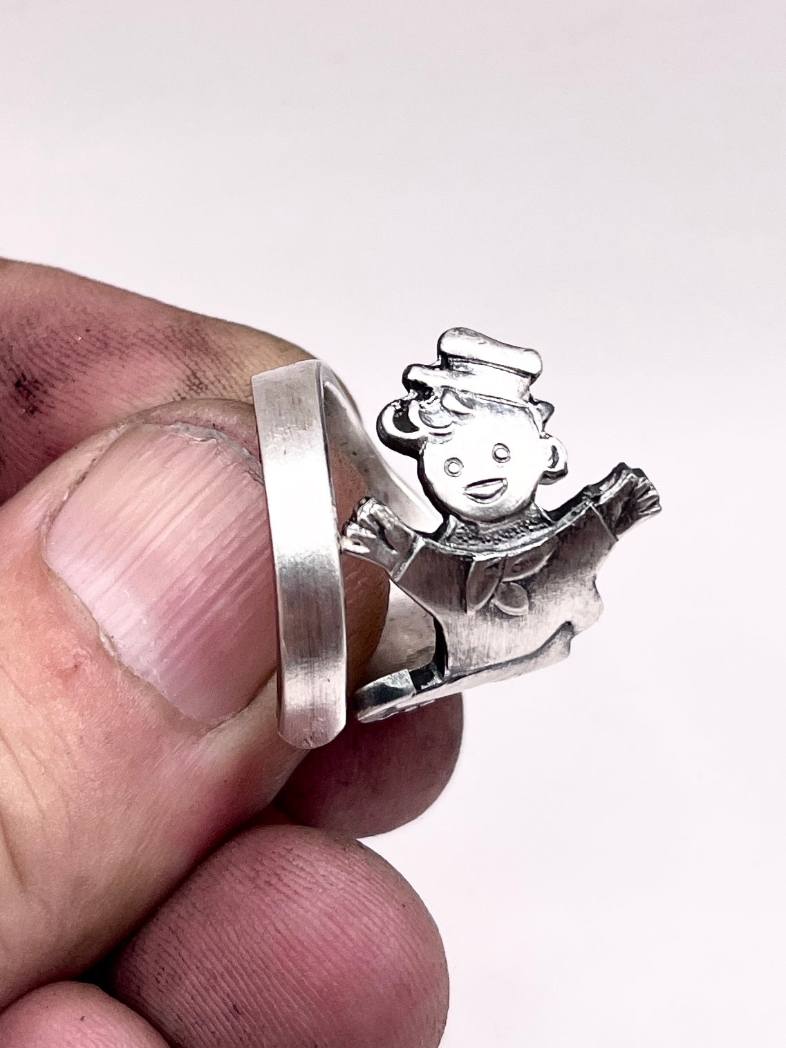 Anello Artigianale MARINARETTO Mod. SPIRALE Realizzato con Antica posata in Argento (Prima Metà del ’900)