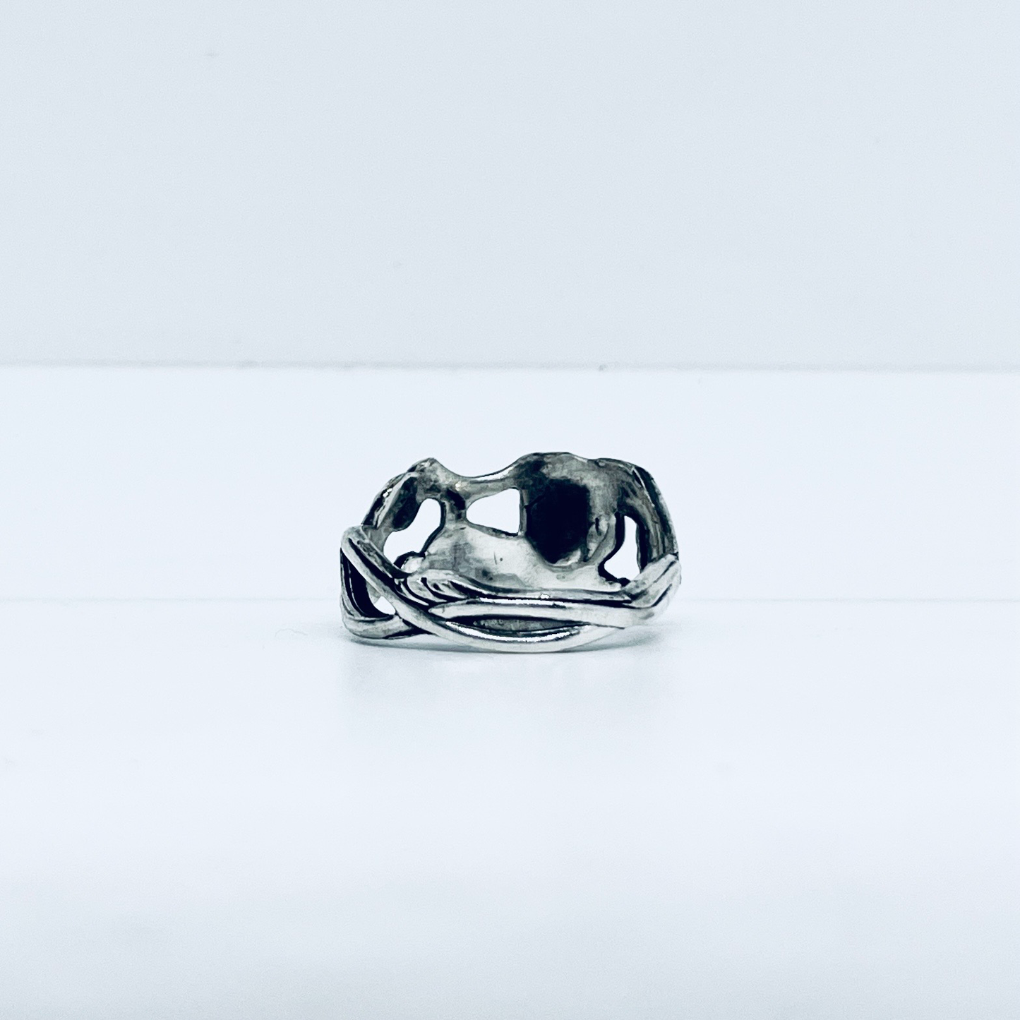 Anello Artigianale ROSE TRAFORATE  Mod. CLASSICO  Realizzato con Antica posata in Argento (Prima Metà del ’900)